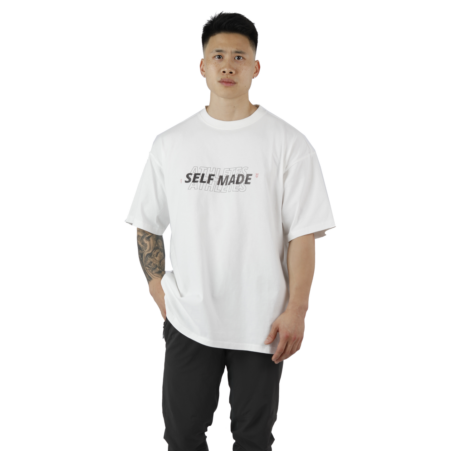 WHITE SELF MADE ATHLETES STATEMENT TEE