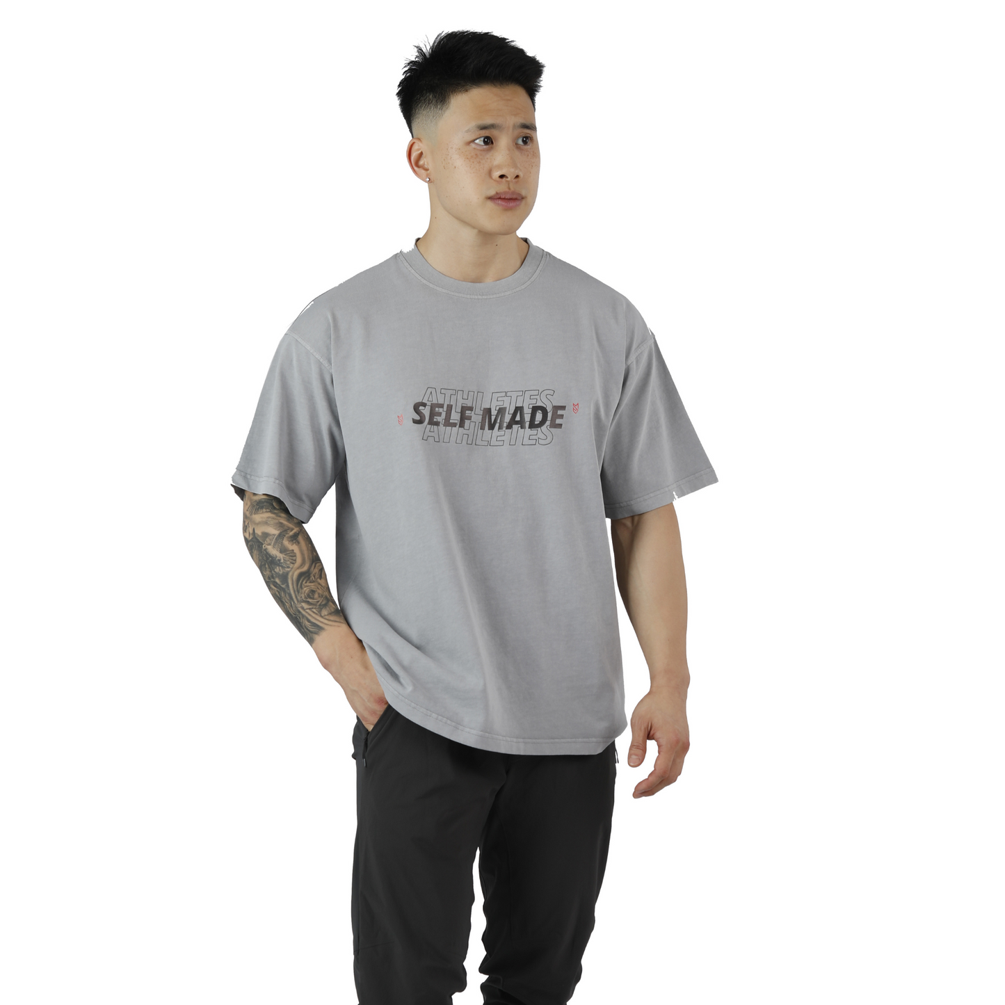 GREY SELF MADE ATHLETES STATEMENT TEE