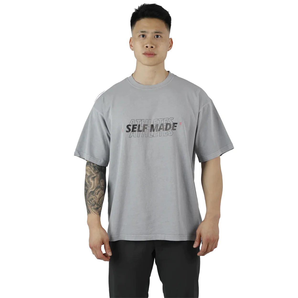 BLACK MONOCHROME SELF MADE ATHLETES STATEMENT TEE